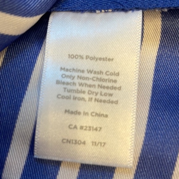 Talbots RSVP Blue & White Ruffle Neck Blouse. - Picture 7 of 11